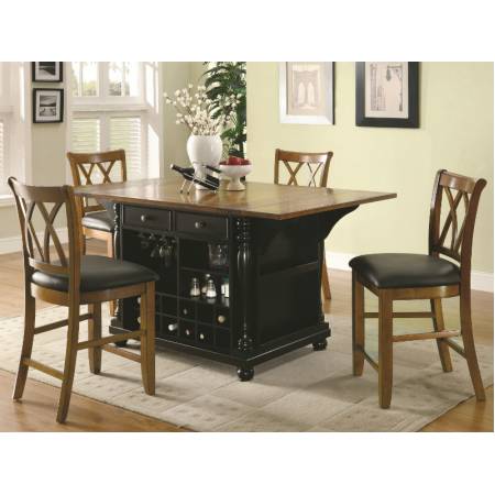 Kitchen Carts Two-Tone Kitchen Island with Drop Leaves