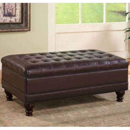 Ottomans Traditional Oversized Faux Leather Storage Ottoman