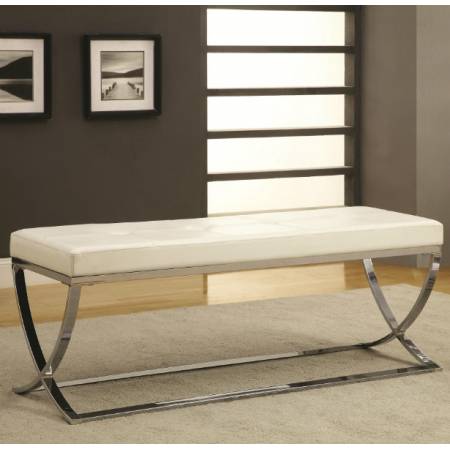 Benches Man-Made Leather Bench w/ Silver Metal Base