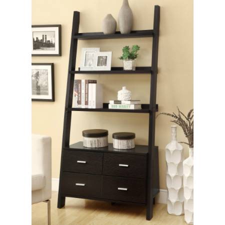 Bookcases Leaning Ladder Bookshelf with 2 Drawers
