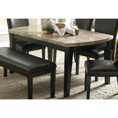 Cristo Dining Table - Black Wood - Marble Top