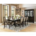 Marston Double Pedestal Dining Set - Neutral tone fabric - Dark Cherry 7pc set (TABLE + 2 ARM CHAIRS + 4 SIDE CHAIRS)