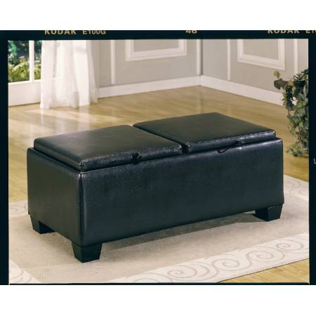 Vega Leather Match Ottoman with 2 Storages