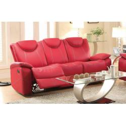 Talbot Double Reclining Sofa - Red Bonded Leather