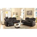 Talbot Reclining Sofa Set - Black Bonded Leather