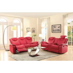 Talbot Reclining Sofa Set - Red Bonded Leather