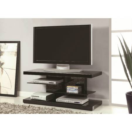 TV Stands Modern TV Stand with Alternating Glass Shelves