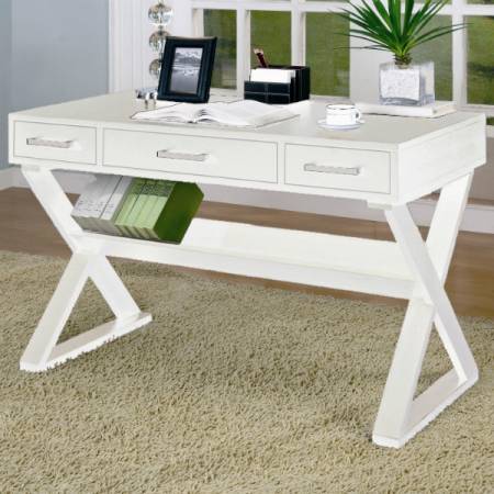 Desks Casual 3-Drawer Desk with Criss-Cross Legs