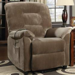 Recliners Casual Power Lift Recliner with Brown Sugar Upholstery