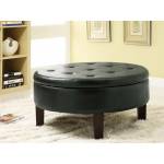 Ottomans Round Upholstered Storage Ottoman with Tufted Top
