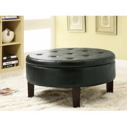 Ottomans Round Upholstered Storage Ottoman with Tufted Top
