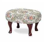 Foot Stools Cherry Finish Upholstered Foot Stool with Shapely Legs