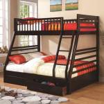 Bunks Twin over Full Bunk Bed with 2 Drawers and Attached Ladder