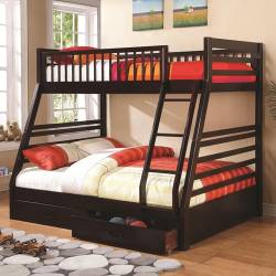 Bunks Twin over Full Bunk Bed with 2 Drawers and Attached Ladder