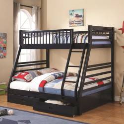 Bunks Twin over Full Bunk Bed with 2 Drawers and Attached Ladder