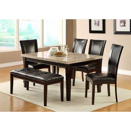 Hahn Dining Set  Ivory Marble Top/Dark Brown 5pc set(TABLE + 4- SIDE-CHAIRS