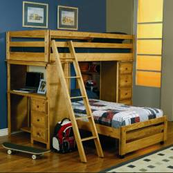 Wrangle Hill Twin Over Twin Loft Bed with Built-In Desk