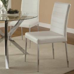 Vance Contemporary Dining Chair with White Vinyl Seat Cushion