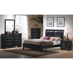 Briana King Low Profile Footboard Bed with Upholstered Panel Headboard