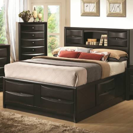 Briana Queen Contemporary Storage Bed with Bookshelf