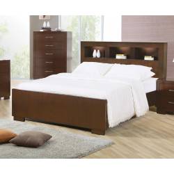 Jessica King Contemporary Bed with Storage Headboard and Built in Lighting