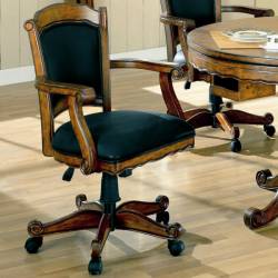 Turk Arm Game Chair with Casters and Fabric Seat and Back