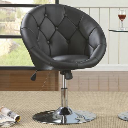 Dining Chairs and Bar Stools Contemporary Round Tufted Black Swivel Chair