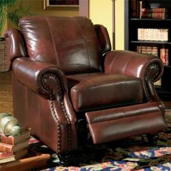 Princeton Rolled Arm Leather Recliner